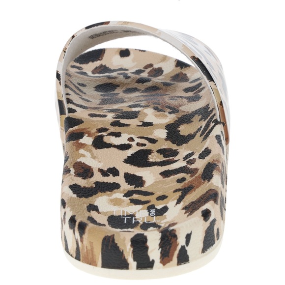 Time and Tru Womens Pool Slides Leopard - Picture 2 of 7